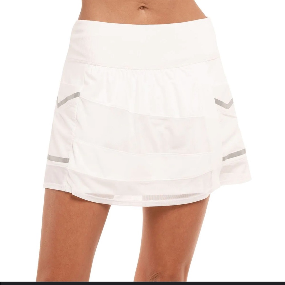 Luck in love tech longer length white tennis skirt nwot